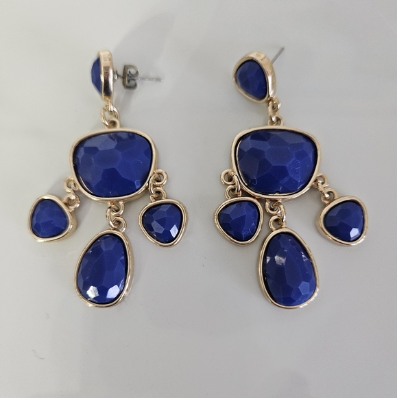 Cobalt Blue Dangly Earrings - Picture 1 of 5